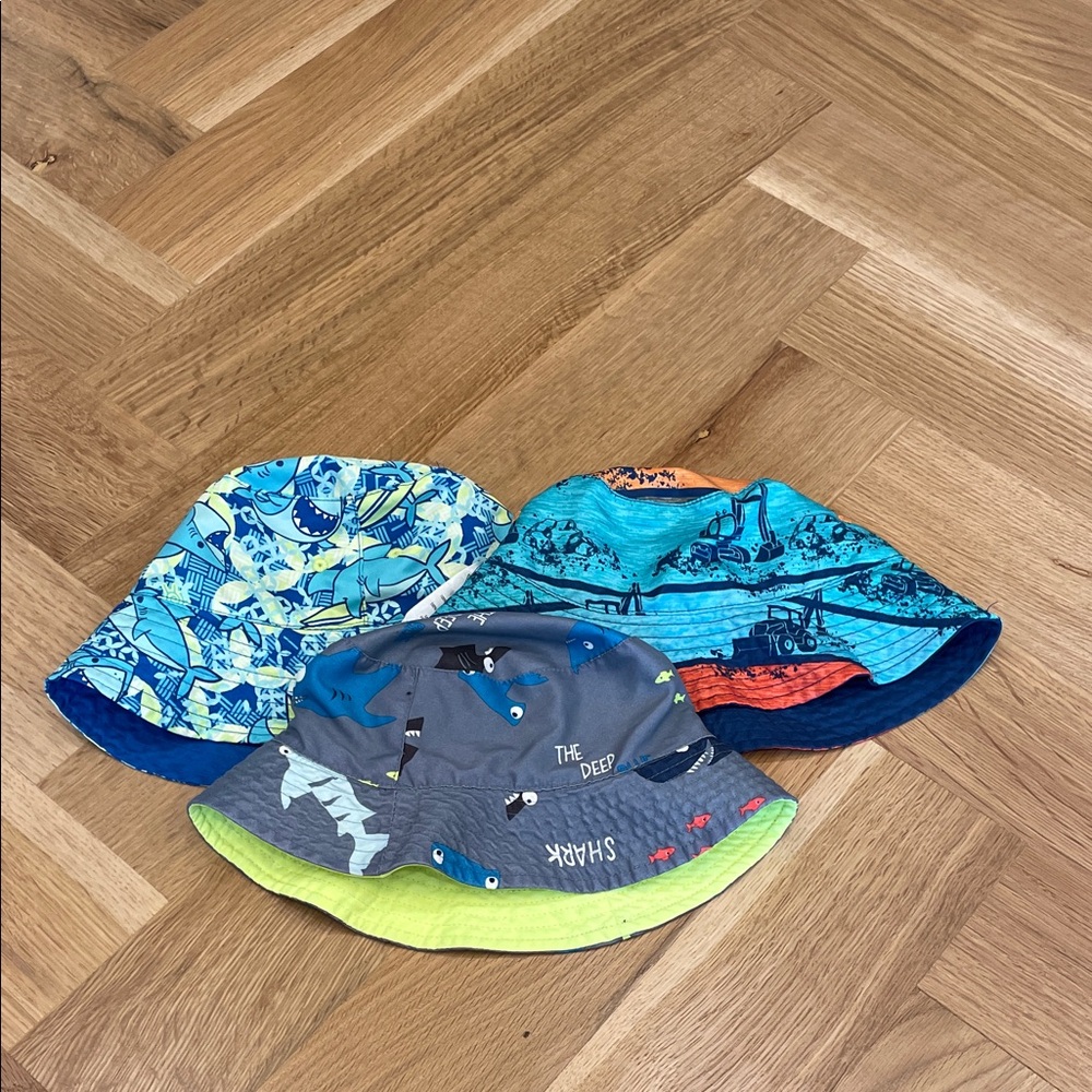 Lot of Three Reversible Swim Bucket Hats